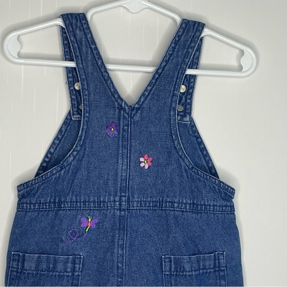 Y2K Denim Embroidered Flower Butterfly Shortall Romper Toffee Apple 12 M - Picture 9 of 14